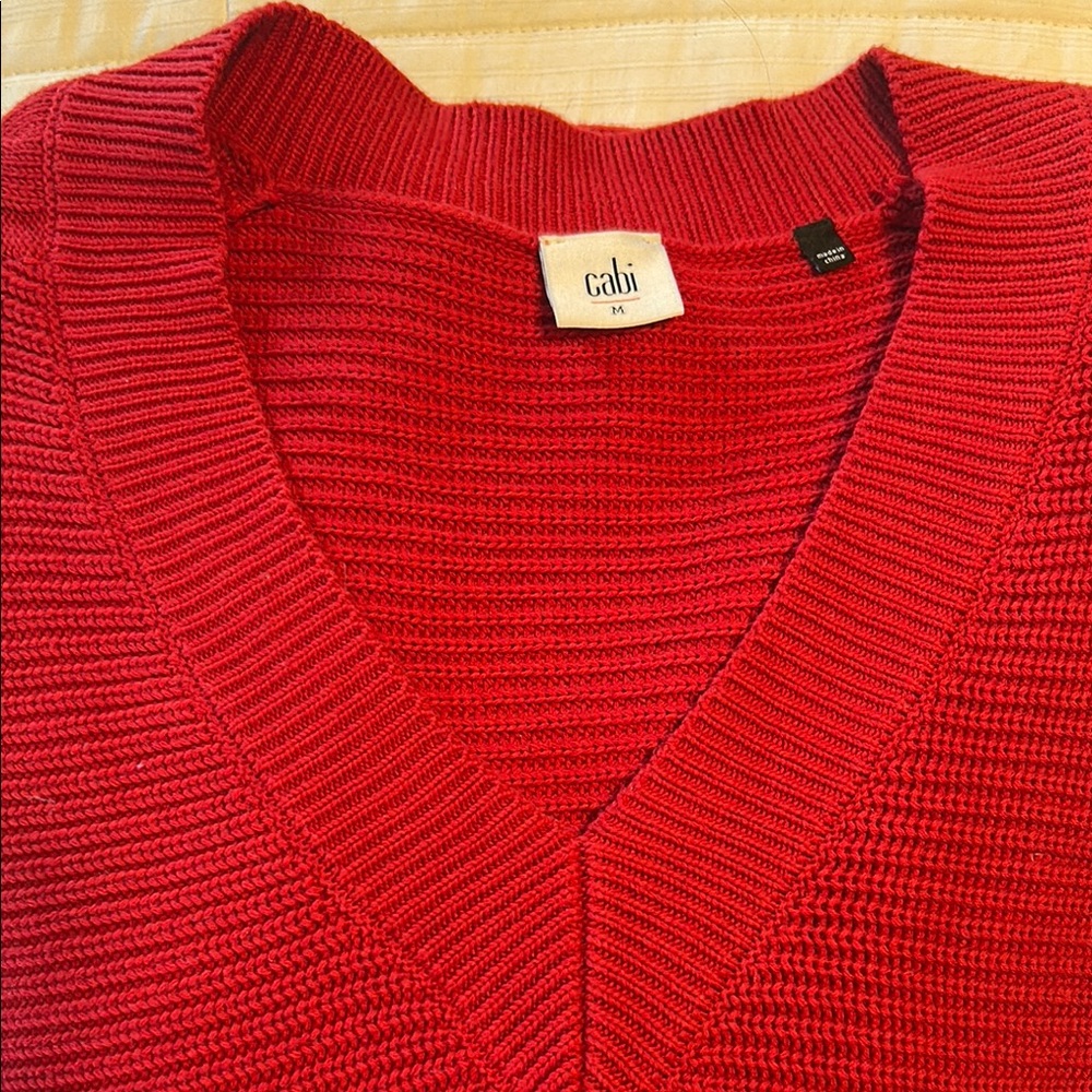 CAbi Classic Red V-neck Sweater